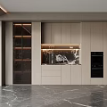 Elegant Modern Wine Cabinet With Glass Doors Wooden Frame And Ambient Lighting