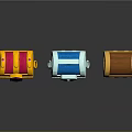 Three Colorful Treasure Chests With Gemstone Metal Buckle And Lid Design