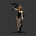 Cute Child Wearing Rabbit Ears Black Outfit Holding Guitar on Star Base