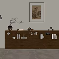 Elegant Interior With Wooden Storage Cabinet Books Traditional Painting And Decor Items