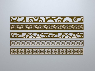 Chinese-style window grilles line silhouette pane window sill border engraved window edge strip construction 3d model