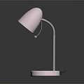 Pastel Pink Table Lamp With Curved Metal Stand And White Base For Home Office