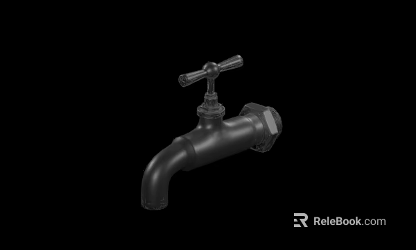 Vintage Metal Faucet With Classic Cross Handle Design On Black Background 3d model 