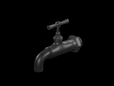 Vintage Metal Faucet With Classic Cross Handle Design On Black Background 3d model