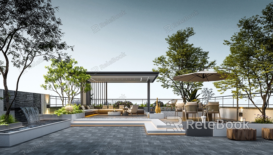 Modern Garden Roof Garden Courtyard View model