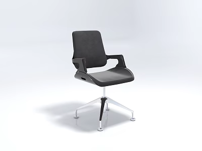 Contemporary Black Upholstered Leisure Chair With Armrests And Metal Legs For Living Room 3d model