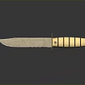 Vintage Metal Blade Weapon Knife With Golden Handle And Reflective Surface Design