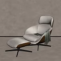 Modern Gray Fabric Lounge Chair With Green Throw Blanket And Ottoman
