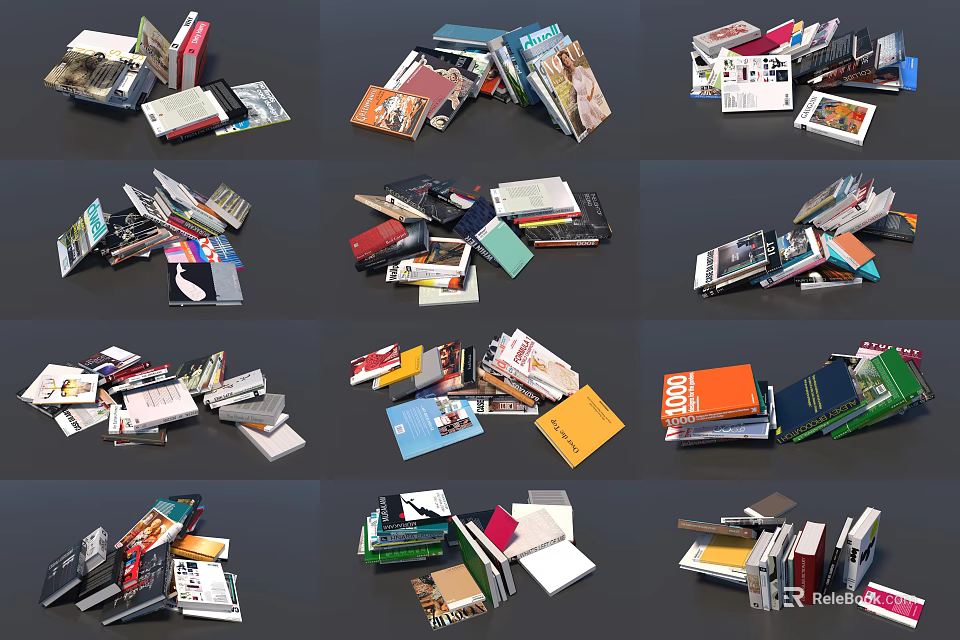 Various Colorful Books And Magazines With Assorted Covers Stacked And Scattered 3d model 
