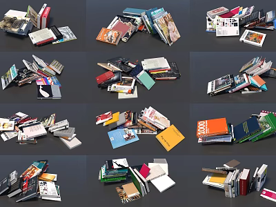 Various Colorful Books And Magazines With Assorted Covers Stacked And Scattered 3d model