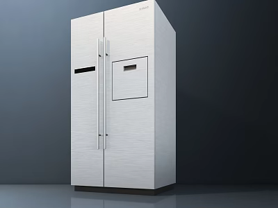 Sleek Modern Double Door Refrigerator In Stainless Steel With Control Panel Design 3d model