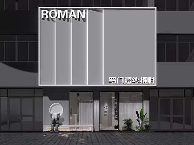 Roman Wedding Photography Studio Exterior Design With Modern Facade And Signage 3d model