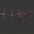 Three Abstract Architectural Metal Structure Art Models Modern Design Installations