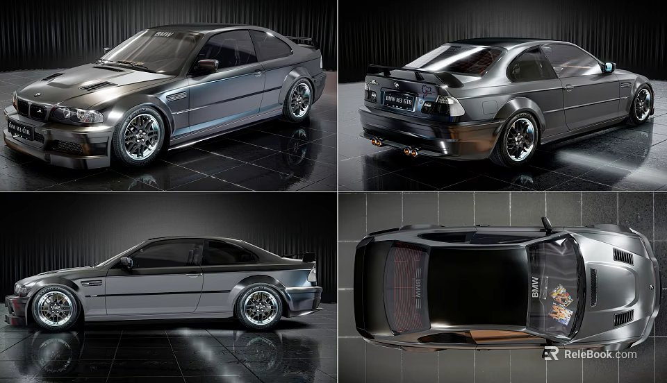 Silver Modified Sedan With Sporty Alloy Wheels Rear Spoiler And Multiple Angles 3d model 