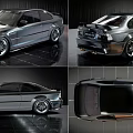 Silver Modified Sedan With Sporty Alloy Wheels Rear Spoiler And Multiple Angles
