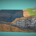 Natural Landscape Cross Section Showing Water Body Geological Strata Soil Layers And Vegetated Hills