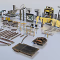 Various Industrial Equipment Parts And Components Including Metal Pipes Brackets And Structures