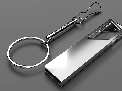 Shiny Metal Keychain And Portable USB Flash Drive With Sleek Design 3d model Shiny Metal Keychain And Portable USB Flash Drive With Sleek Design 3d model