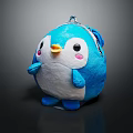 Cute Blue And White Penguin Plush Toy With Yellow Beak And Pink Cheeks