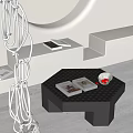 Modern Hexagonal Black Coffee Table With Books And Decorative Bowl 3d model