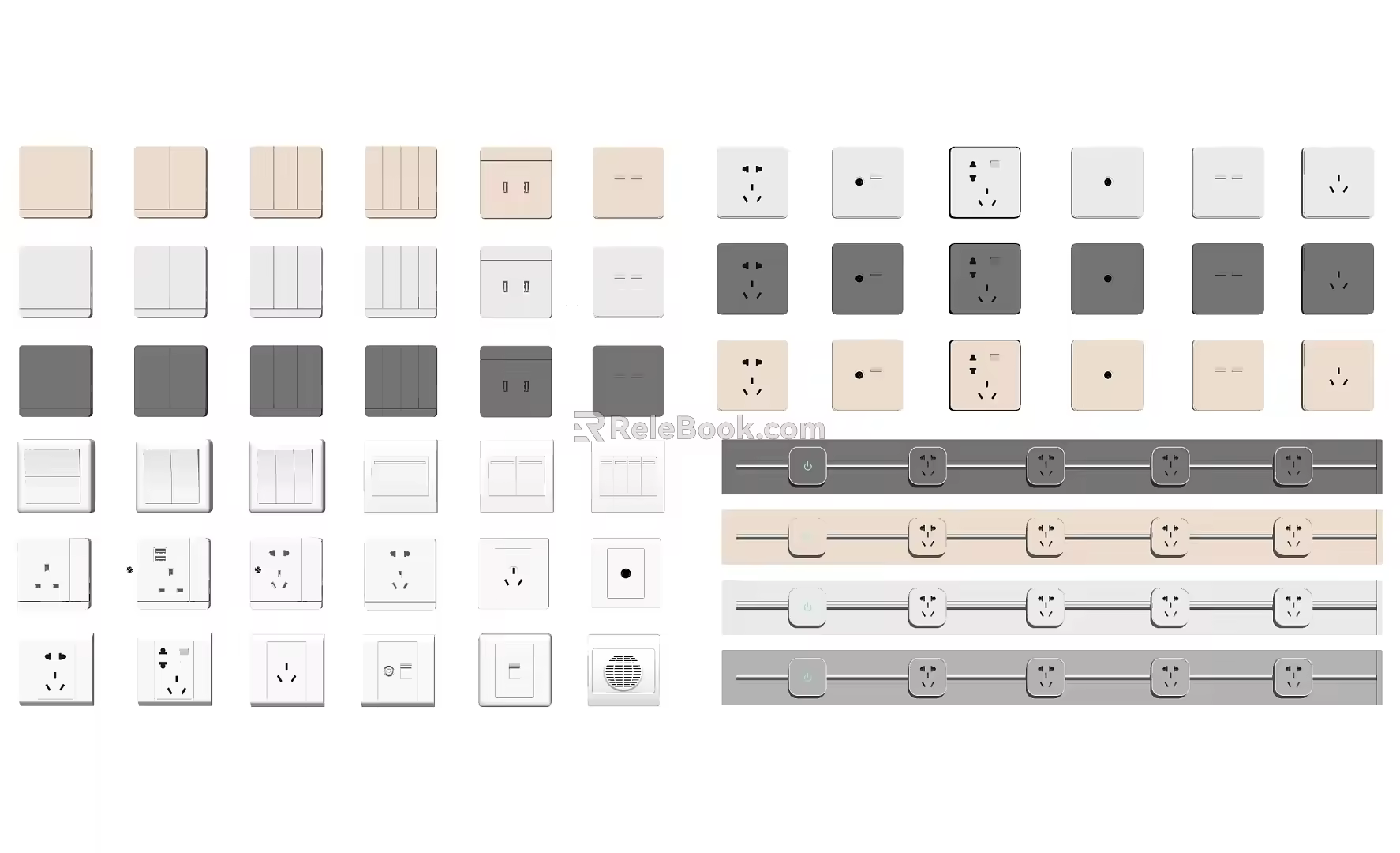 Household appliances combination switch rail socket 3d model