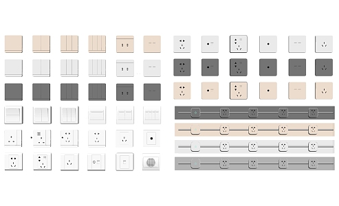 Household appliances combination switch rail socket 3d model