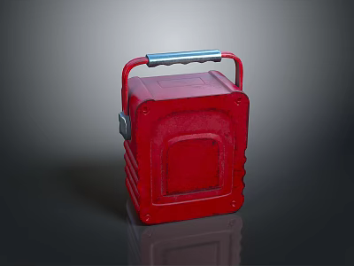 Red Emergency Handheld Lighting Fixture Set With Portable Blue Handle Design For Outdoor Use 3d model