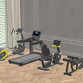 Modern Indoor Home Gym Fitness Equipment Set With Treadmill Elliptical And Exercise Bike