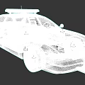 Black and White Police Sedan With Flashing Lights And Front Bumper