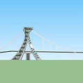 Modern Cable Stayed Bridge With Sleek Tower And Cables Against Blue Sky Green Field