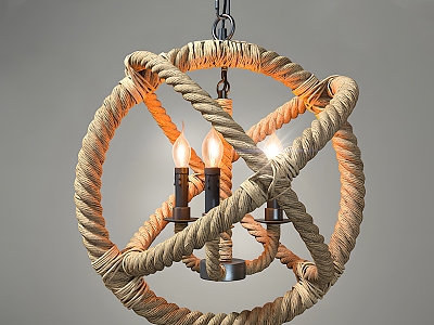 Spherical chandelier combination lamp European chandelier lamp candle holder rope home decoration model