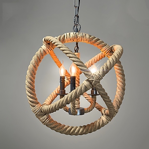 Spherical chandelier combination lamp European chandelier lamp candle holder rope home decoration 3d model