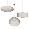 Modern Cream Ribbed Pendant Lights In Spherical And Drum Shapes For Interior Decor