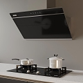 Modern range hood and stove combination 3d model