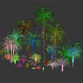 Lush Green Palm Trees And Tropical Plants In Decorative Landscape Arrangement