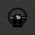 Black Leather Steering Wheel With BMW Logo Control Buttons And Red Accents