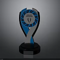 Transparent Melbourne Awards 2024 Trophy With Blue Silver Design And Black Base