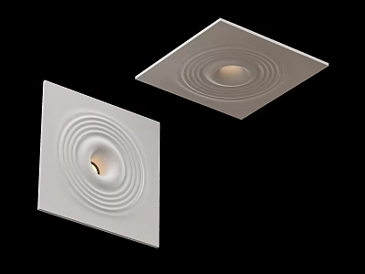 Modern White Square Ceiling Lights With Circular Patterns And Central Source 3d model
