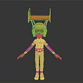Cartoon Character Figure With Green Skin White Spacesuit Orange Helmet And Goggles