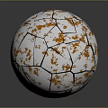 White And Orange Soccer Ball With Cracked Black Lines And Textured Surface