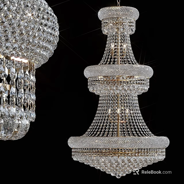 Luxurious Multi Tiered Crystal Chandelier With Elegant Decorative Design For Interior 3d model 