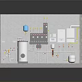 Electronic Appliances Indoor Installation System Featuring Water Heater Control Panel And Pipes 3d model