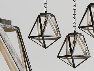 Industrial LOFT chandelier wrought iron geometric chandelier 3d model