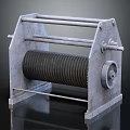 Industrial Metal Roller Machine with Cylindrical Drum and Metal Frame 3d model