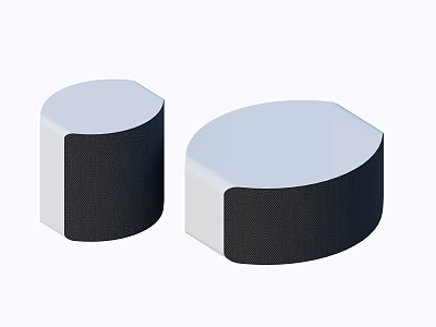 Modern Round Wireless Speakers with Black White Fabric Grille and Sleek Design 3d model