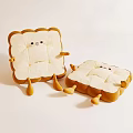 Cute Toast Shaped Stools With Smiley Faces Yellow Edges White Cushions And Short Legs