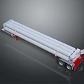 Heavy Duty Pipe Transport Trailer with White Cylindrical Pipes and Red Base