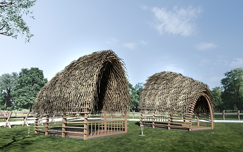 thatched pavilion landscape pavilion thatched house 3d model