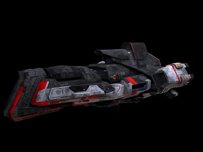 Futuristic Sci Fi Spaceship with Dark Red White Accents and Detailed Structure 3d model