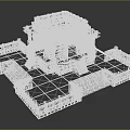 Ancient Architecture 3D Model With Stone Structure Square Base Multi Layered Roof Steps